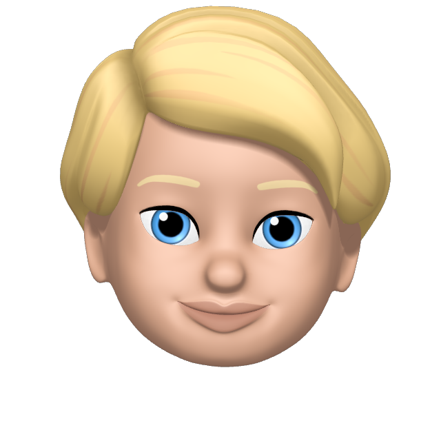 Stefan's smiling blonde Memoji